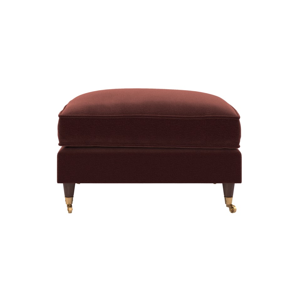 Merlot Red Chenille Footstool - Payton