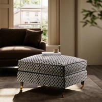 Patterned Velvet Footstool - Payton