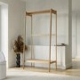Solid Wood Open Wardrobe with Cane Shelf - Sophe