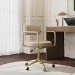 Beige Faux Leather Swivel Office Chair - Soren 