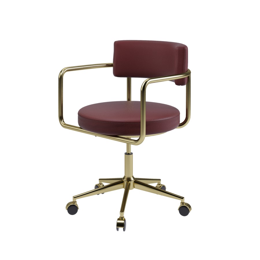 Burgundy Faux Leather Swivel Bedroom Chair - Soren