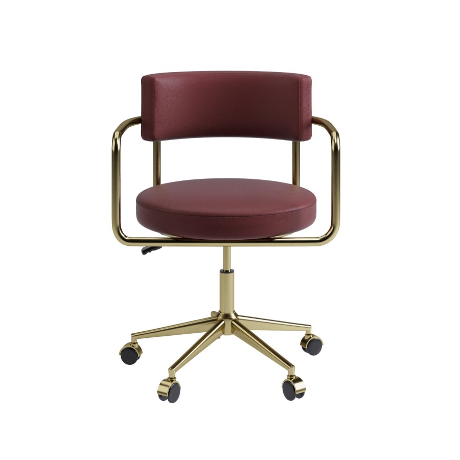 Burgundy Faux Leather Swivel Office Chair - Soren 