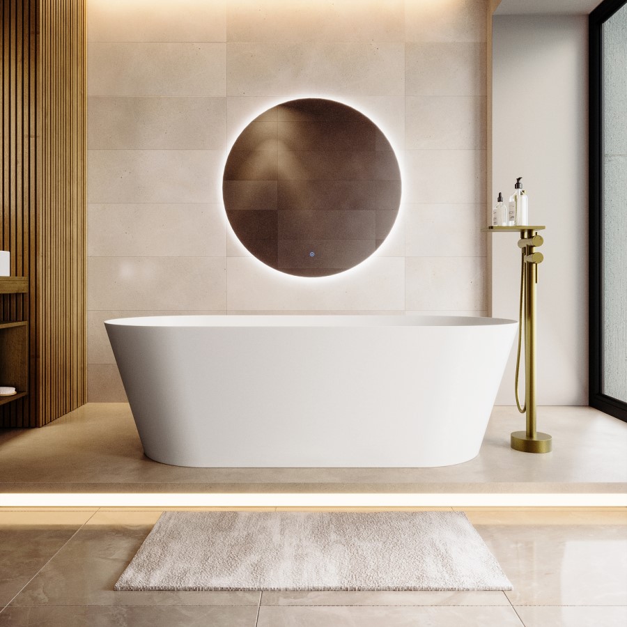 Freestanding Double Ended Stone Resin Solid Surface Bath 1650 x 700mm - Monaco