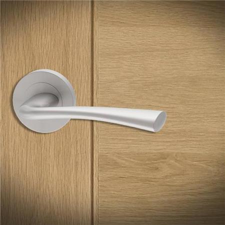 Internal Pearl Nickel Bathroom Lever Door Handle with Lock, Latch and Hinges Pack - 75mm Latch - Struma - XL Joinery
