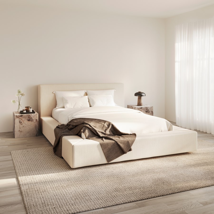 ONLY OPENED - Square Beige Marble Side Table - Sur