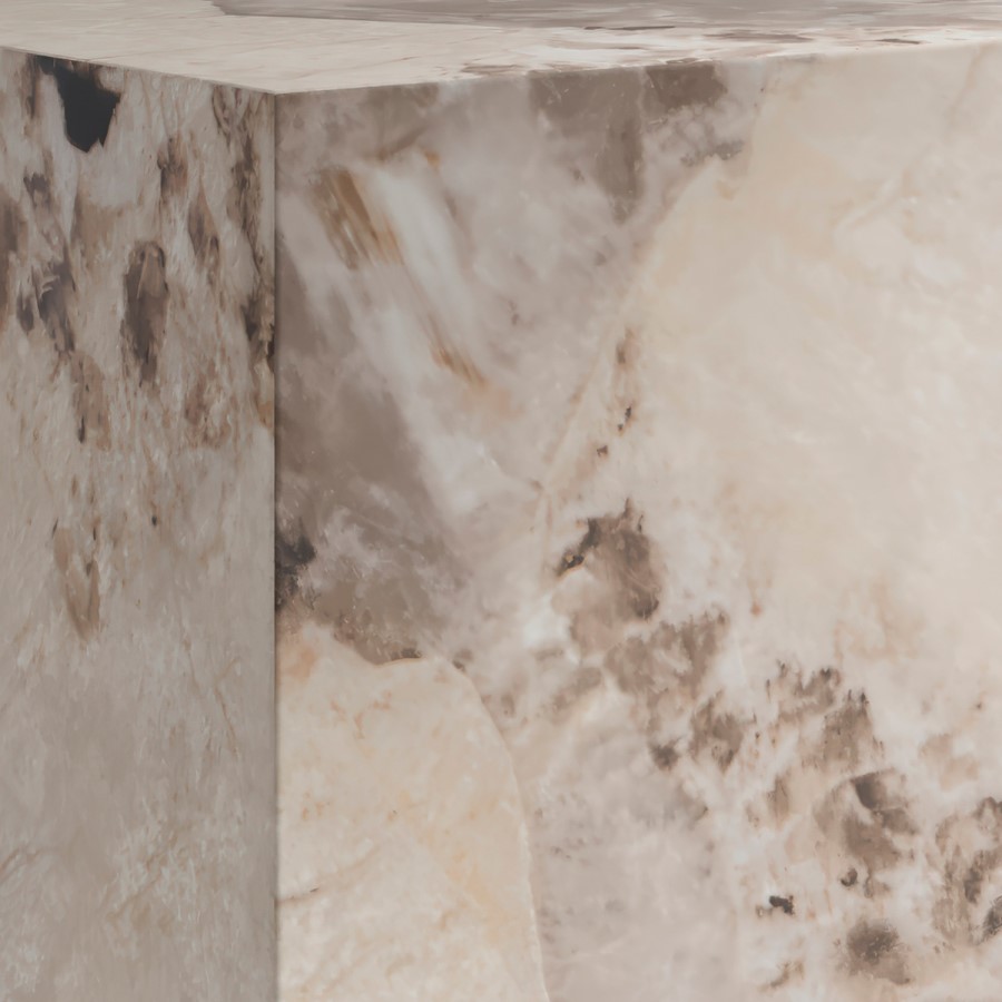 ONLY OPENED - Square Beige Marble Side Table - Sur