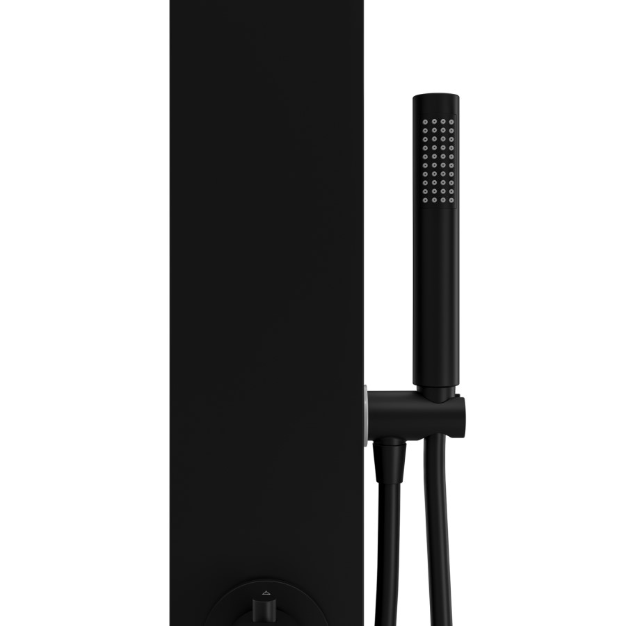 Black Thermostatic Outdoor Shower with Pencil Hand Shower 2 Outlets - Suva