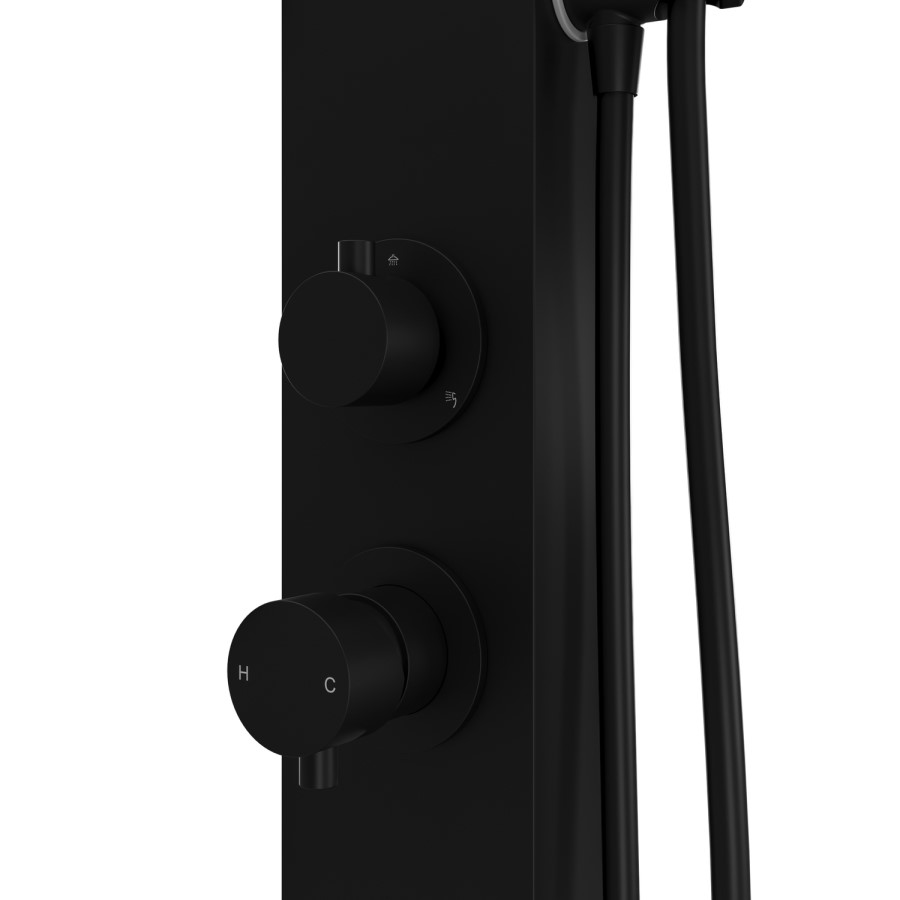 Black Thermostatic Outdoor Shower with Pencil Hand Shower 2 Outlets - Suva
