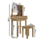 Natural Oak Dressing Table With Mirror and Matching Stool - Sawyer