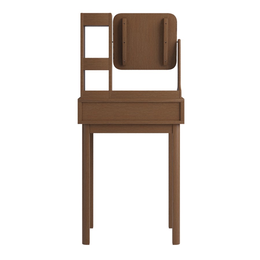 Walnut Dressing Table With Mirror and Matching Stool - Sawyer 