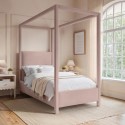 TAN001 Pink Velvet Single Four Poster Bed Frame - Tiana