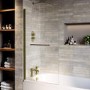 Brass Hinged Shower Bath Screen with Towel Rail 1450 x 775mm - Taurus