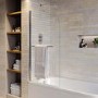 Chrome Pivot Shower Bath Screen with Towel Rail 1450 x 775mm - Taurus