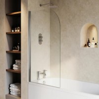 Chrome Pivot Shower Bath Screen 1450 x 775mm - Taurus