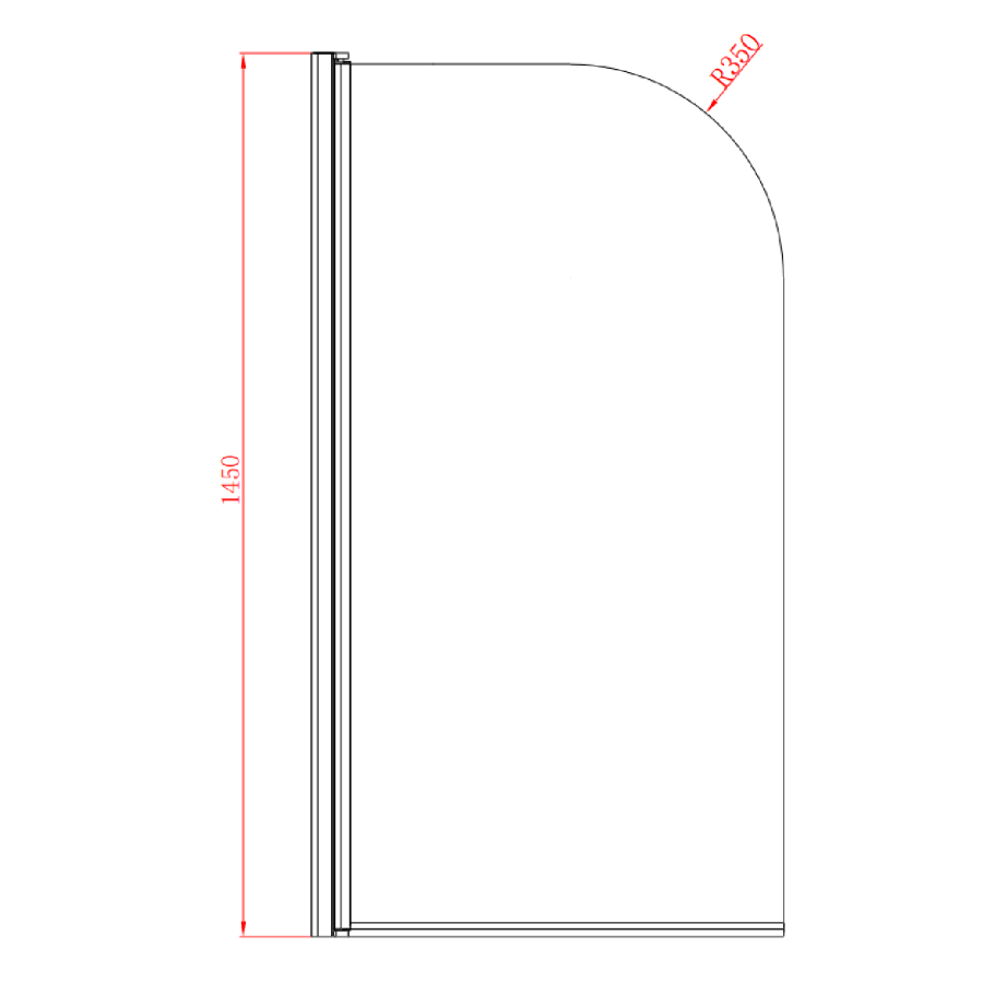 Single Ended Shower Bath with Front Panel and Hinged Black Bath Screen 1700 x 700mm - Alton