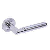 Internal Silver Polished/Satin Chrome Lever Fire Door Handle with Latch and Hinges Pack - 65mm Latch - Tiber - XL Joinery
