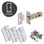 Internal Silver Polished/Satin Chrome Lever Door Handle with Latch and Hinges Pack - 75mm Latch - Tiber - XL Joinery