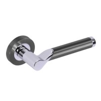 Internal Black Nickel and Silver Polished Chrome Bathroom Lever Door Handle with Lock, Latch and Hinges Pack - 75mm Latch - Timis - XL Joinery
