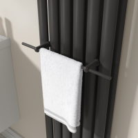 Black Designer Towel Holder for Steel & Electric Radiators - 420mm