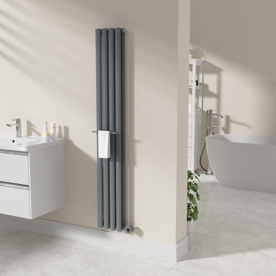 Anthracite Designer Towel Holder for Steel & Electric Radiators - 230mm