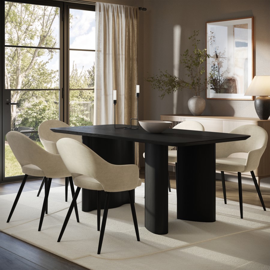 Black Wooden Dining Table - Seats 4 - Troy