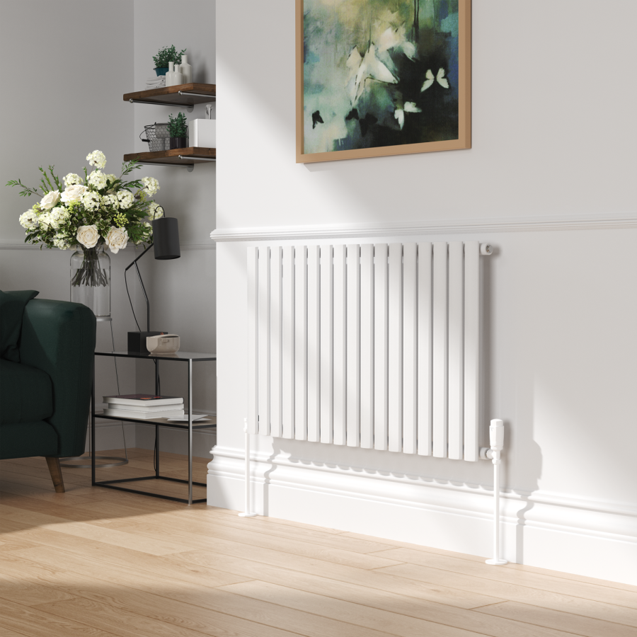 Elego White Modern TRV Angled Thermostatic Radiator Valves With Lockshield