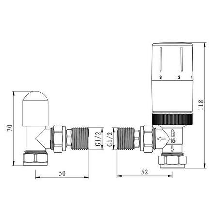 Elego Matte Black Modern TRV Angled Thermostatic Radiator Valves With Lockshield