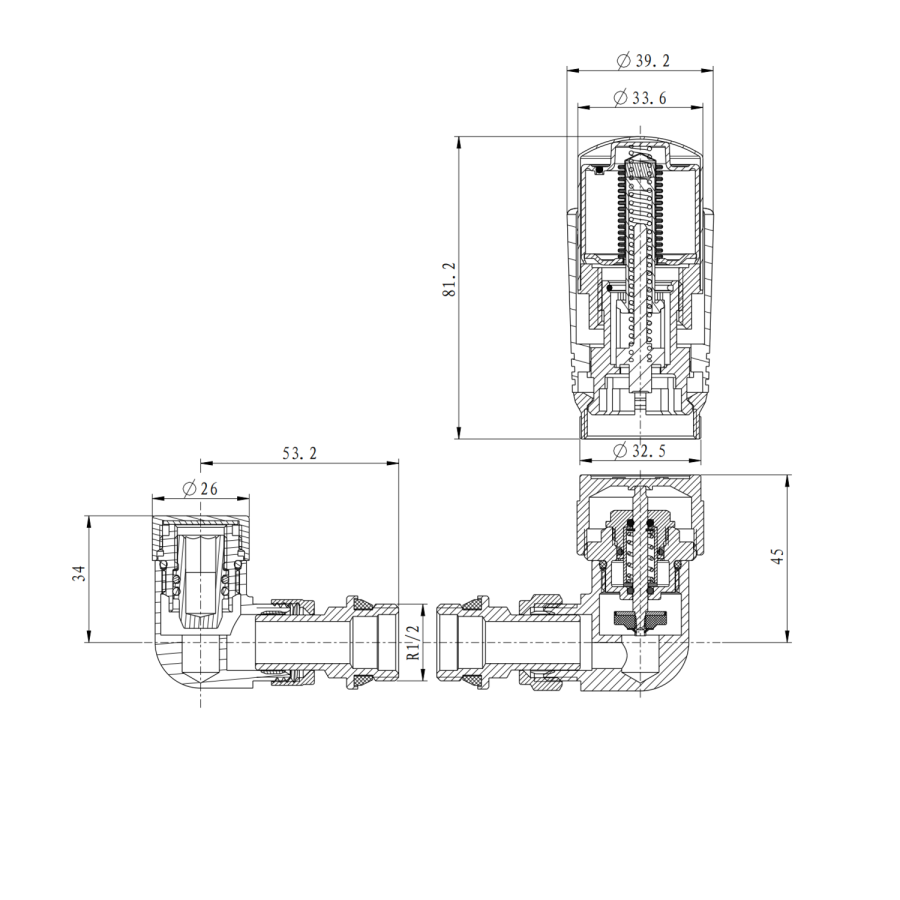 Elego White Modern TRV Corner Thermostatic Radiator Valves With Lockshield
