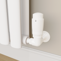 Elego White Modern TRV Corner Thermostatic Radiator Valves With Lockshield