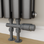 Elego Anthracite Gray Modern TRV H Block Thermostatic Radiator Valves 