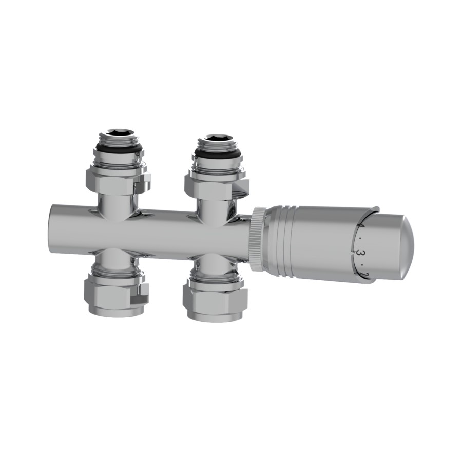 Elego Chrome Modern TRV H Block Thermostatic Radiator Valves 
