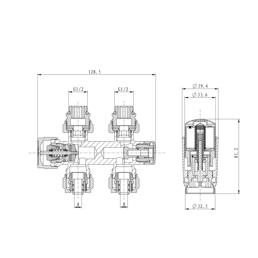 Elego Copper Modern TRV H Block Thermostatic Radiator Valves 