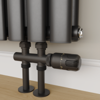 Elego Matte Black Modern TRV H Block Thermostatic Radiator Valves 