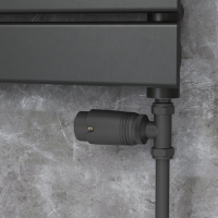 Elego Matte Black Modern TRV Straight Thermostatic Radiator Valves With Lockshield