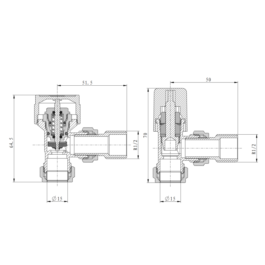 Elego Chrome Modern TRV Base Angled  with Lockshield