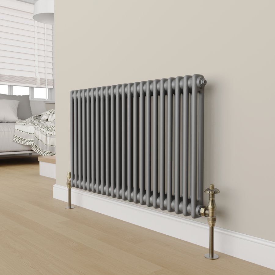 Maesta Antique Brass Traditional TRV Angled Thermostatic Radiator Valves With Lockshield