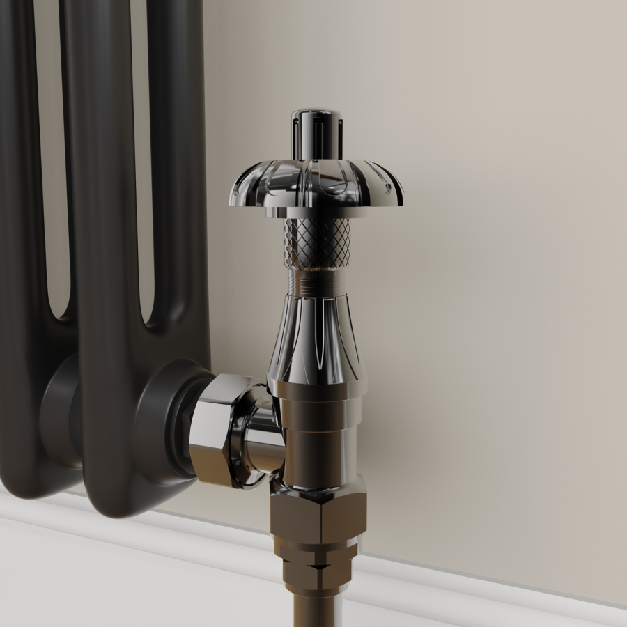 Maesta Black Nickel Traditional TRV Angled Thermostatic Radiator Valves With Lockshield