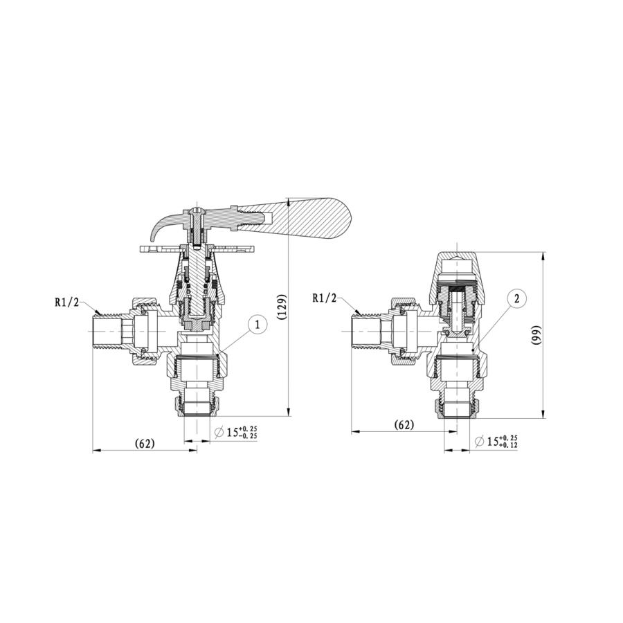 Maesta Antique Brass Traditional Manual Angled Radiator Valves With Lockshield