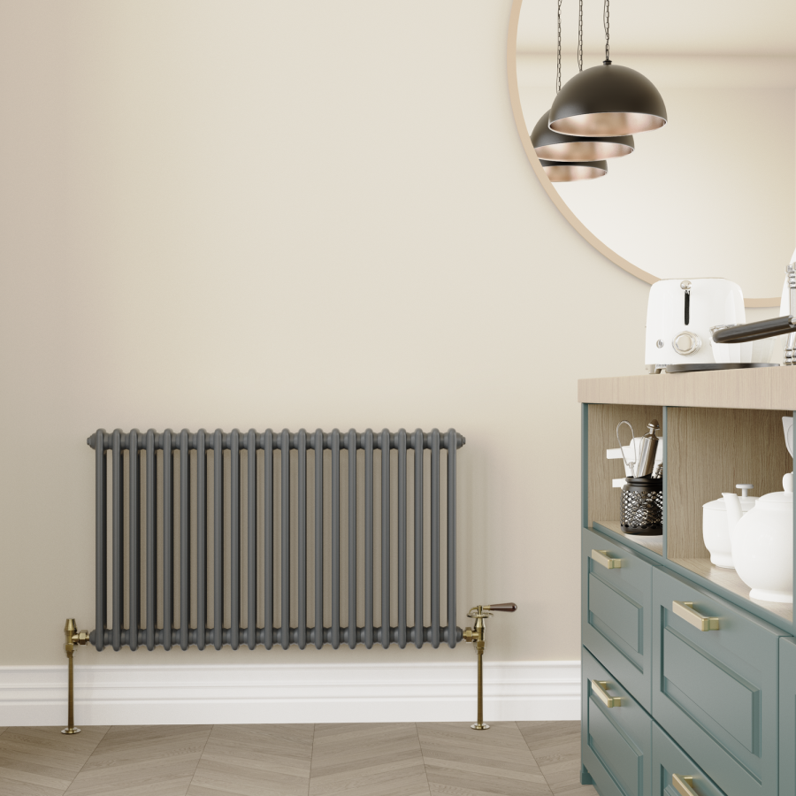 Maesta Antique Brass Traditional Manual Angled Radiator Valves With Lockshield