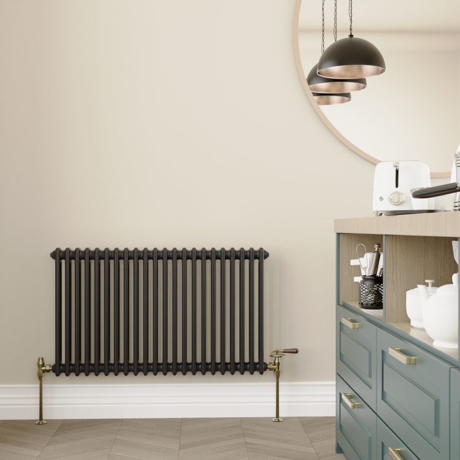 Maesta Antique Brass Traditional Manual Angled Radiator Valves With Lockshield