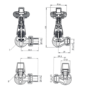 Maesta Anthracite Gray Traditional TRV Corner Thermostatic Radiator Valves With Lockshield