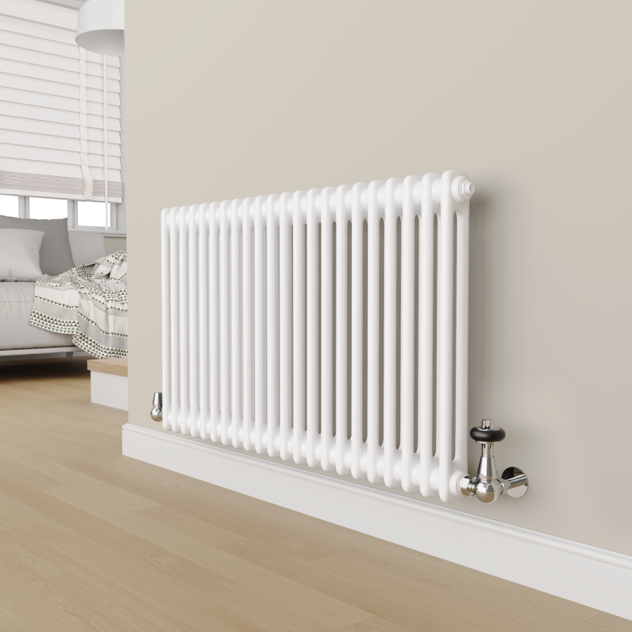 Maesta Chrome Traditional TRV Corner Thermostatic Radiator Valves With Lockshield