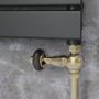 Maesta Antique Brass Traditional TRV Straight Thermostatic Radiator Valves With Lockshield