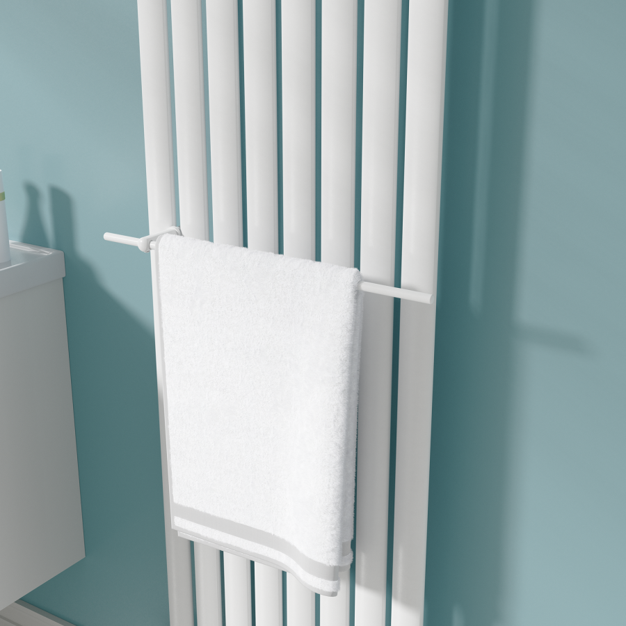 White Designer Towel Holder for Steel & Electric Radiators - 520mm