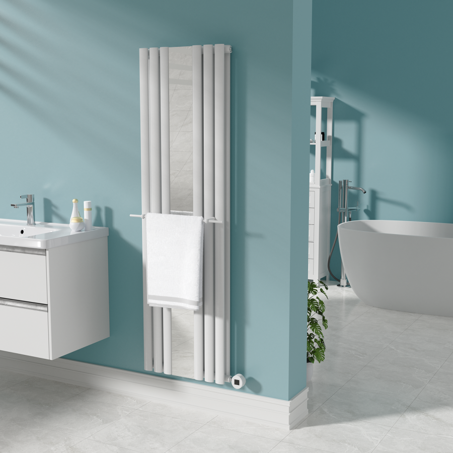 White Designer Towel Holder for Steel & Electric Radiators - 520mm