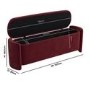 Burgundy Velvet Ottoman Storage Blanket Box - Taryn