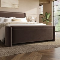 Brown Velvet Ottoman Storage Blanket Box - Taryn