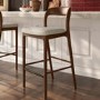 Beige Upholstered Kitchen Stool with Walnut Solid Wood Frame - Uma