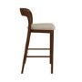 Beige Upholstered Kitchen Stool with Walnut Solid Wood Frame - Uma