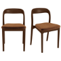 Set of 2 Rust Upholstered Dining Chairs with Walnut Solid Wood Frame - Uma